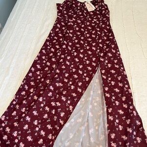 Chic Floral Burgundy Dress